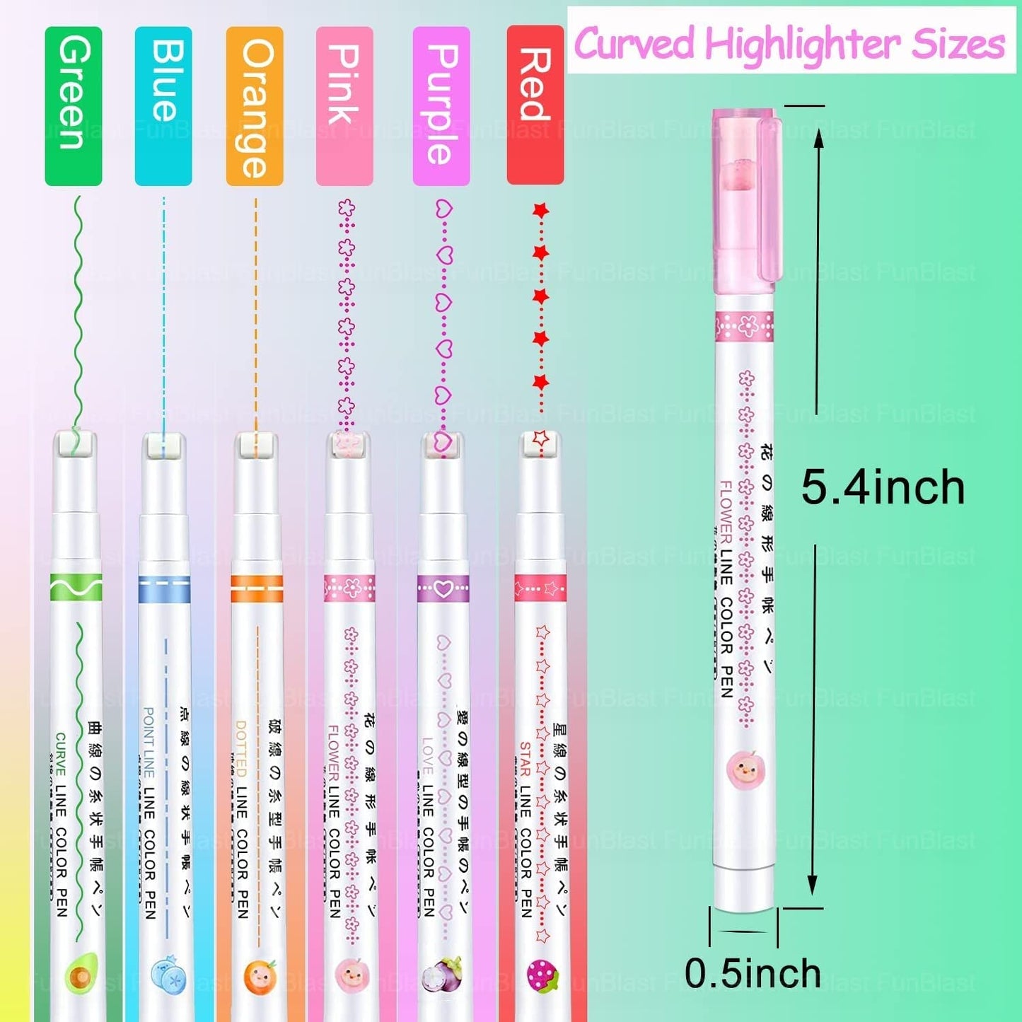 Linear Roller Colour Pens Highlighter
