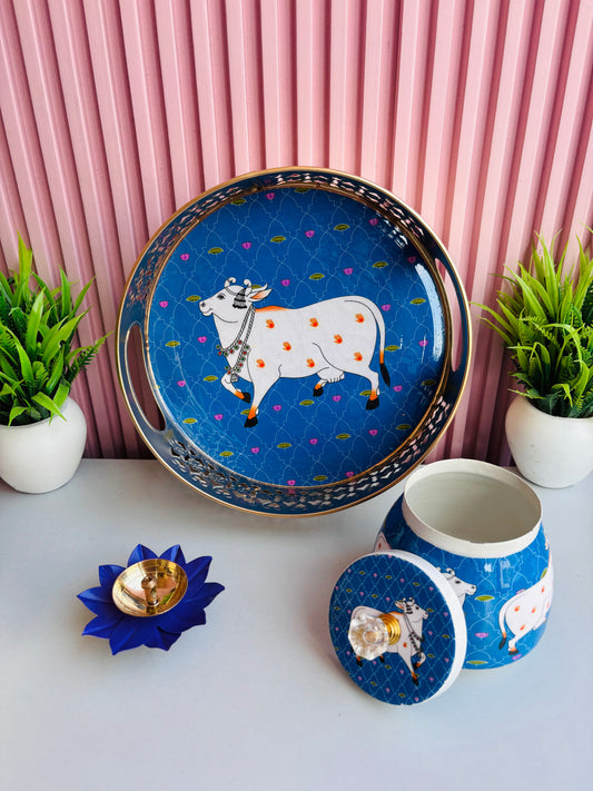 Kamdhenu Tray with Jar and Diya