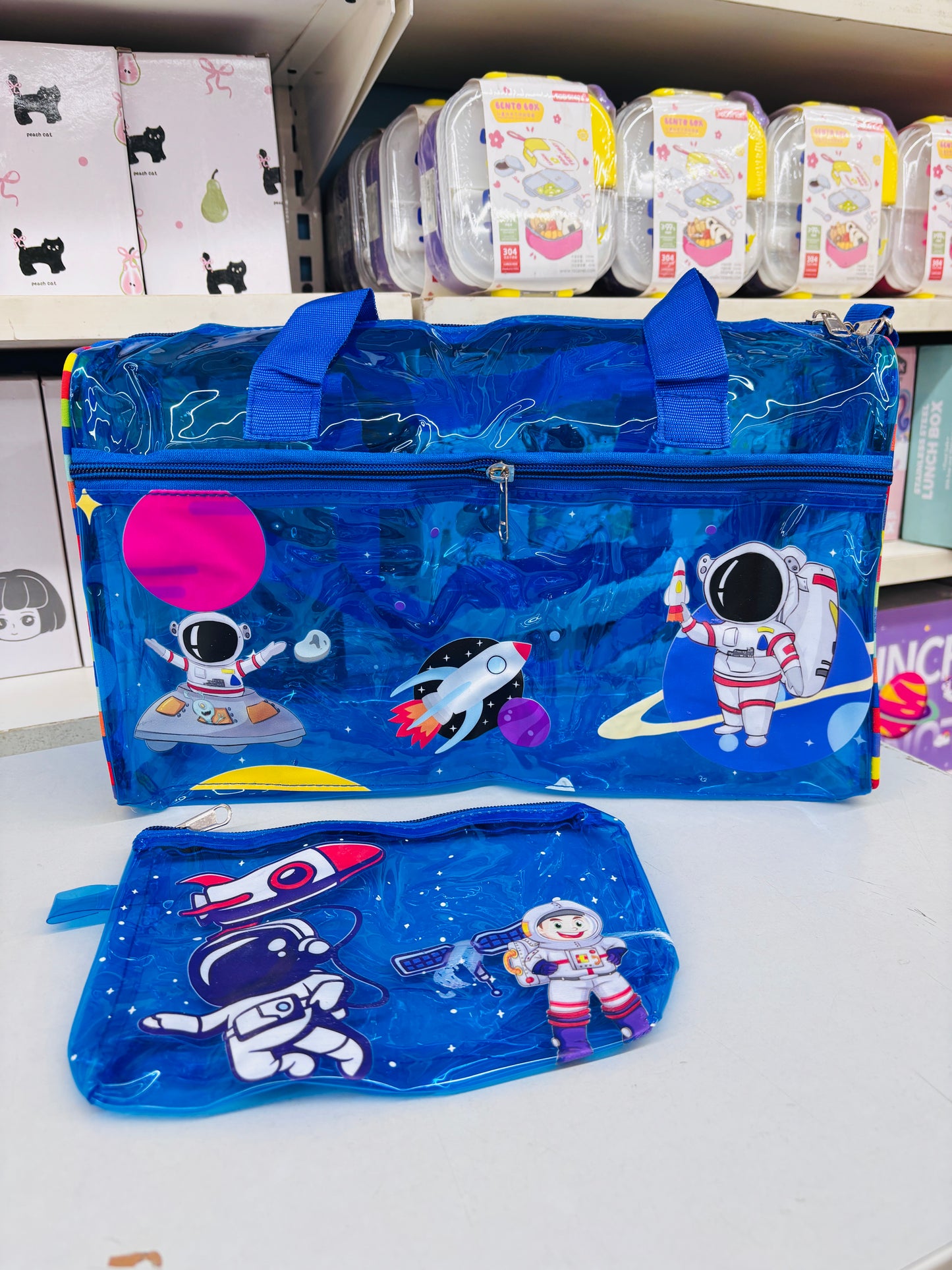 Character Neon Jelly Duffle Bag with Pouch