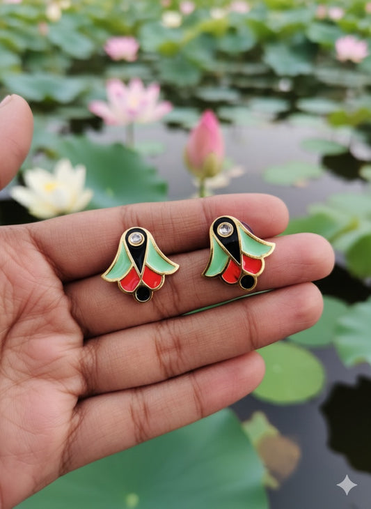 Meenakari Enamel Floral Stud Earrings