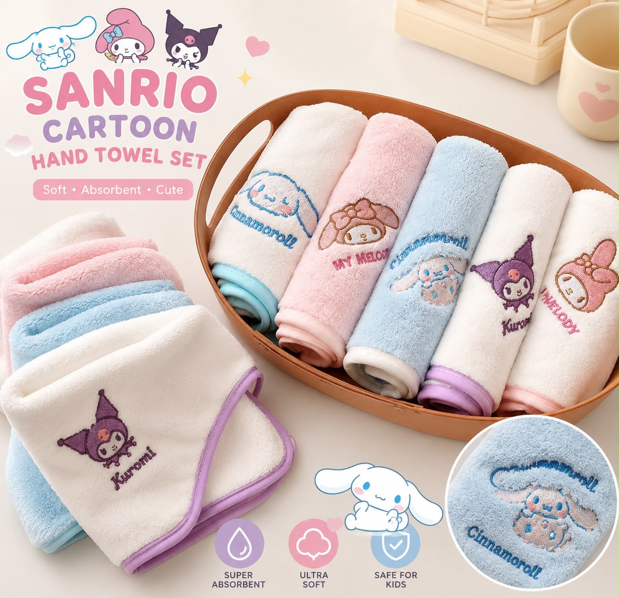 Sanrio Characters Face Towel Set