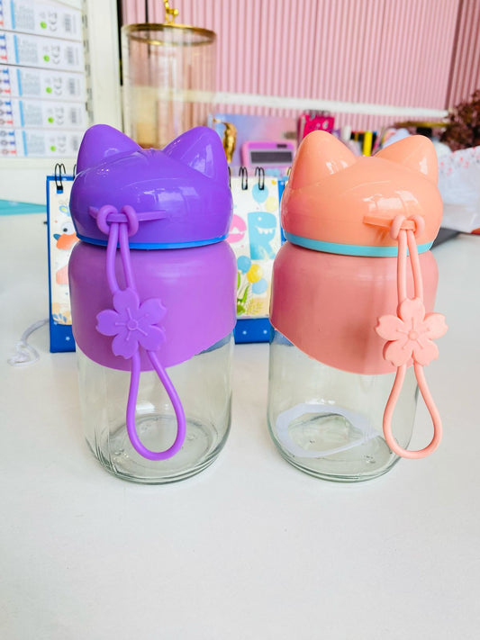 Cat Design Glass Bottle