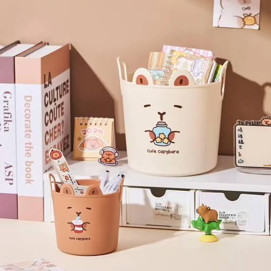 Cute Capybara Desk Organizer Bucket