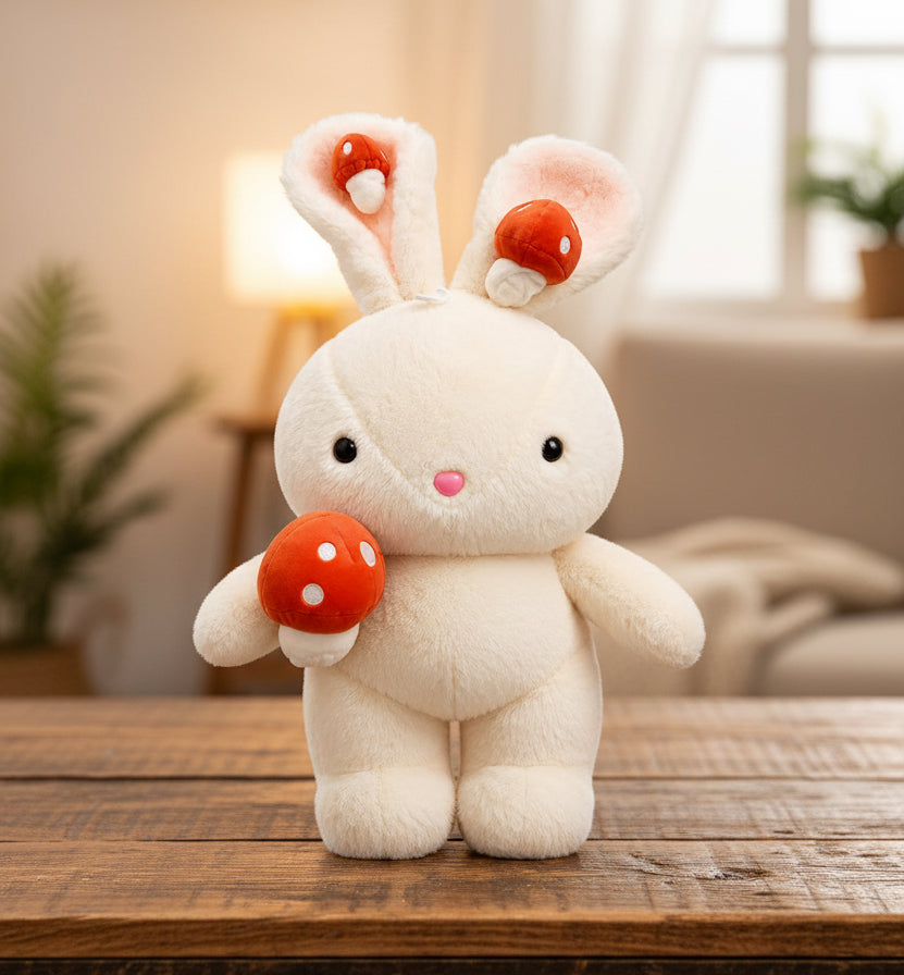 Bunny Plush Soft Toy with Mushroom
