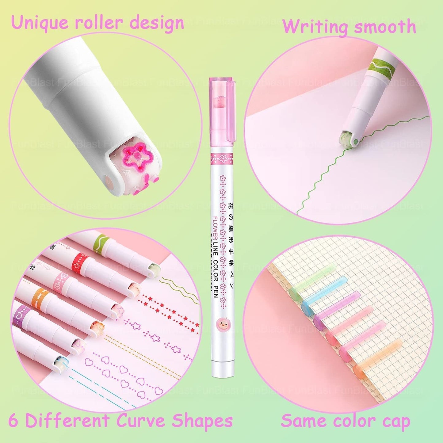 Linear Roller Colour Pens Highlighter