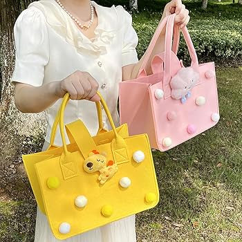 Pom Pom Tote Bag with Handles