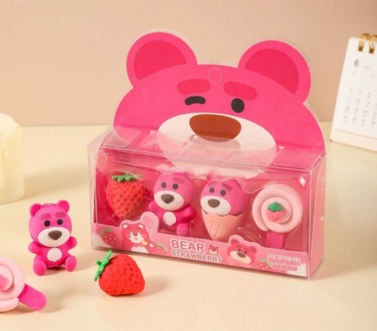 Strawberry Bear Erasers