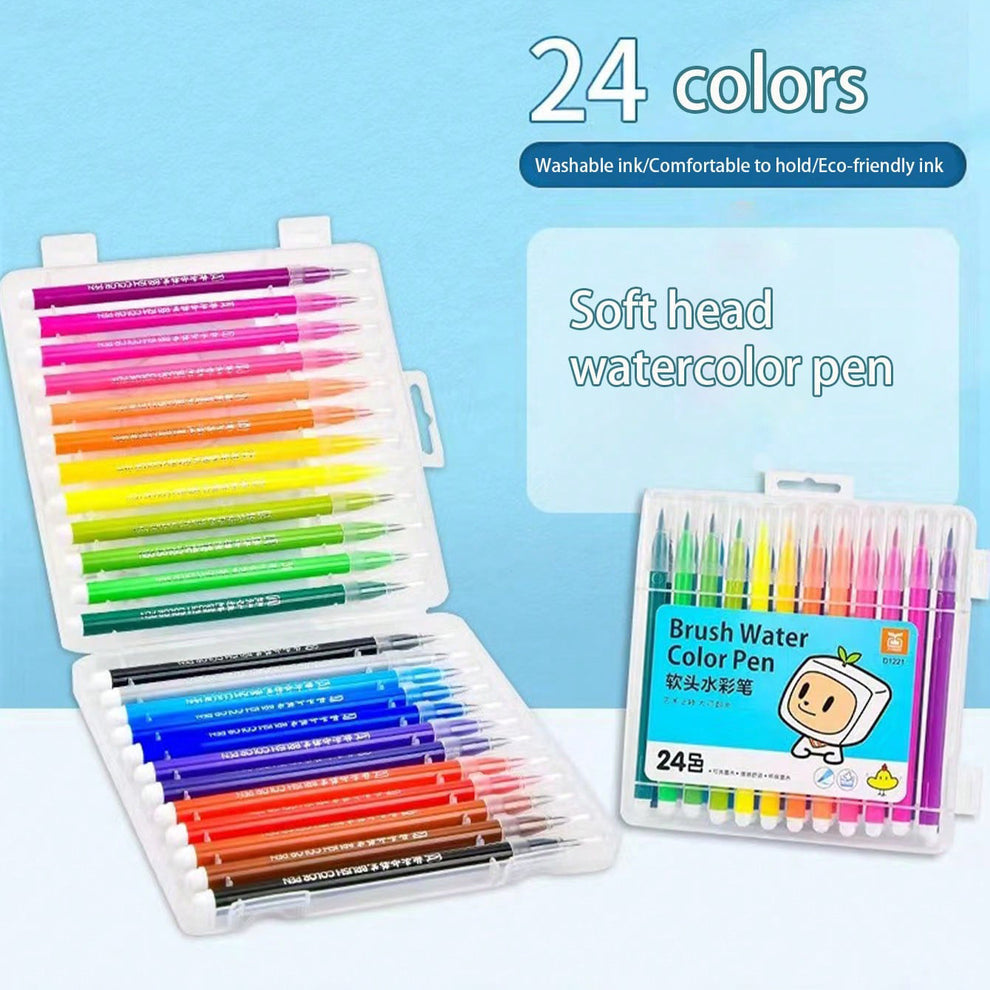 24-Color Brush Pen Sketch Markers - Perfect Artistic