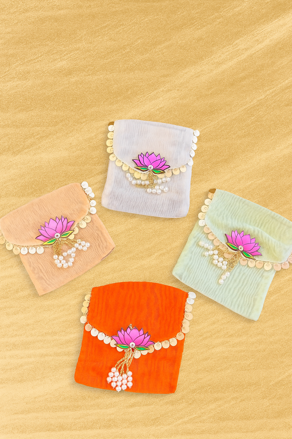 Pearl Lotus Pouch ( Pack of 2 )