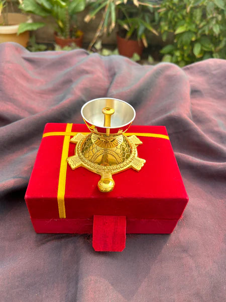 Tortoise Diya with Velvet Gift Box