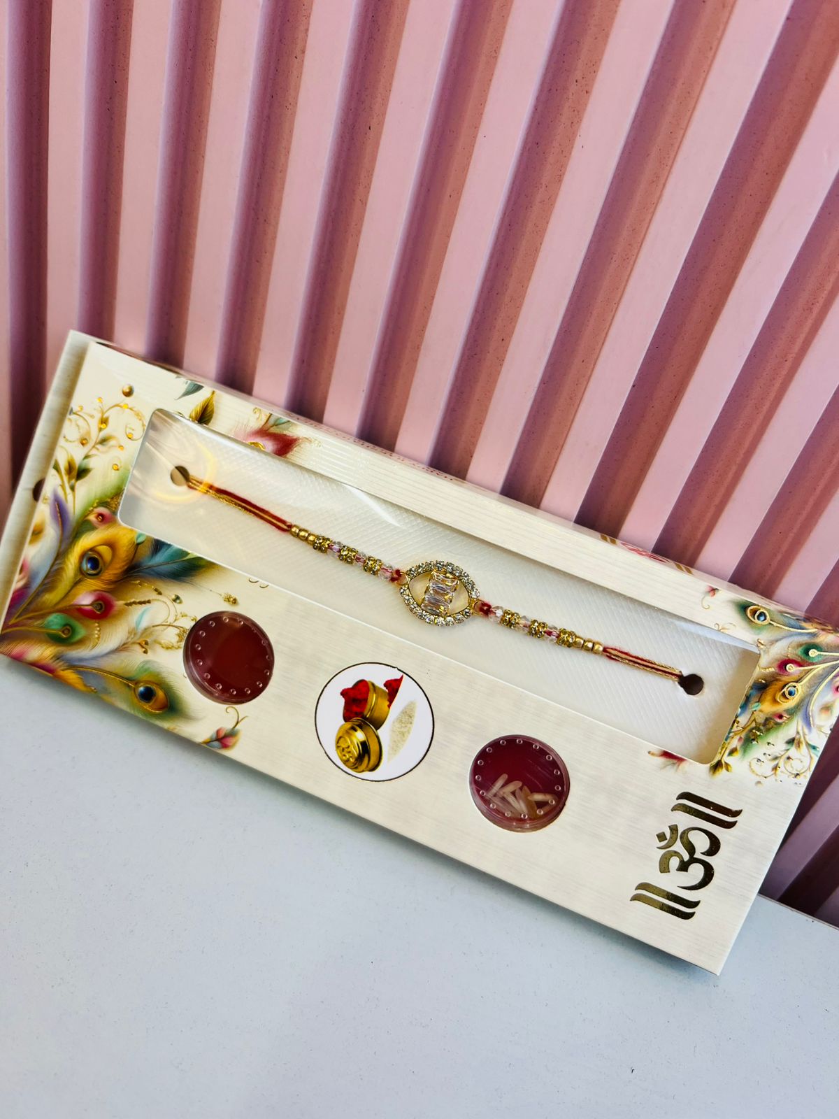 Divine Om Rakhi with Roli Chawal Gift