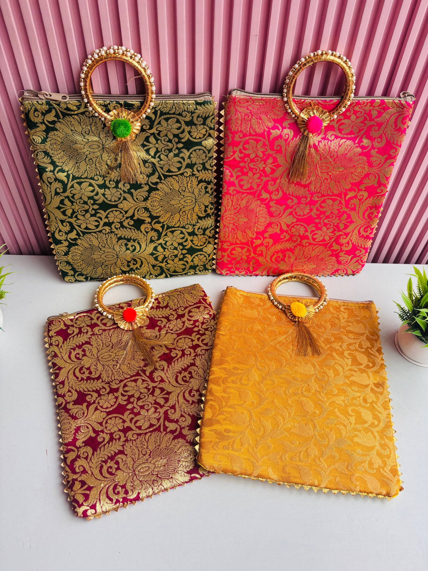 Royal Brocade Pearl Potli Bag