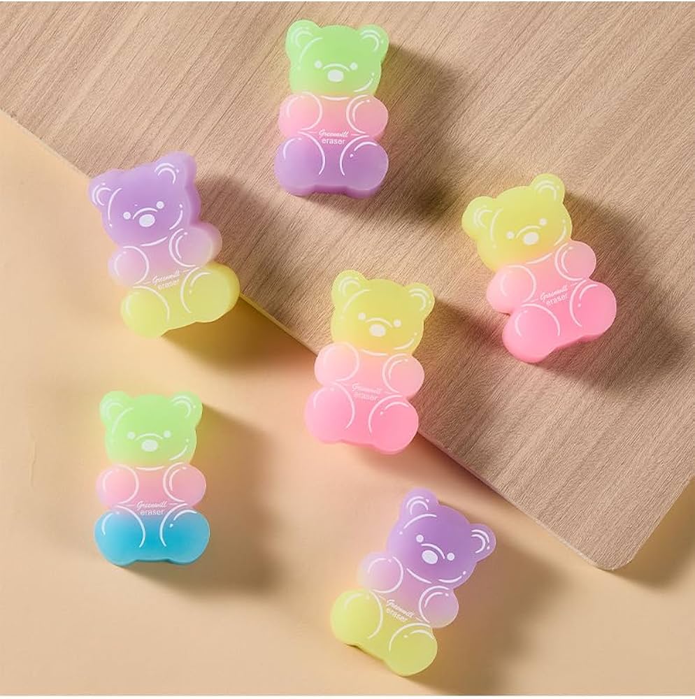 Gradient Cute Eraser Set 🐻