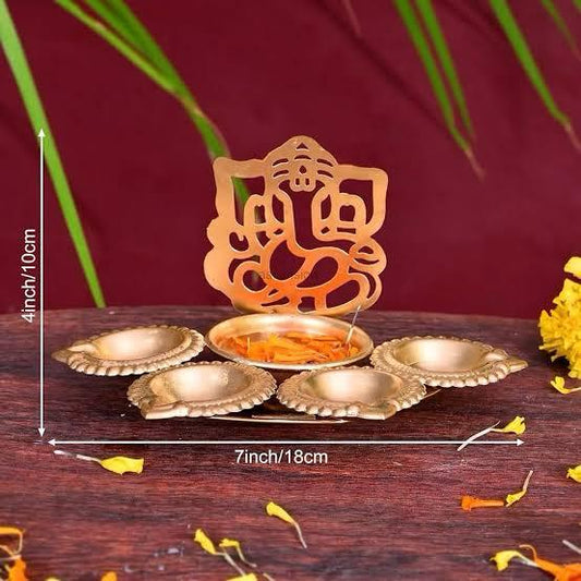 Ganesh Ji Decorative Urli with 5 Diya Holders