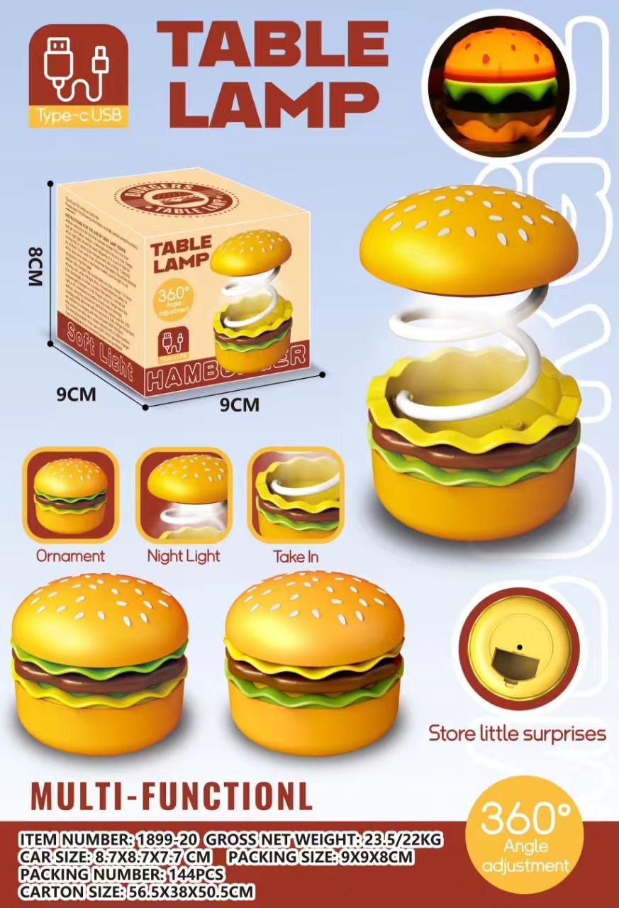 Funblast Table Lamp - Burger Design Desk Light For Kids