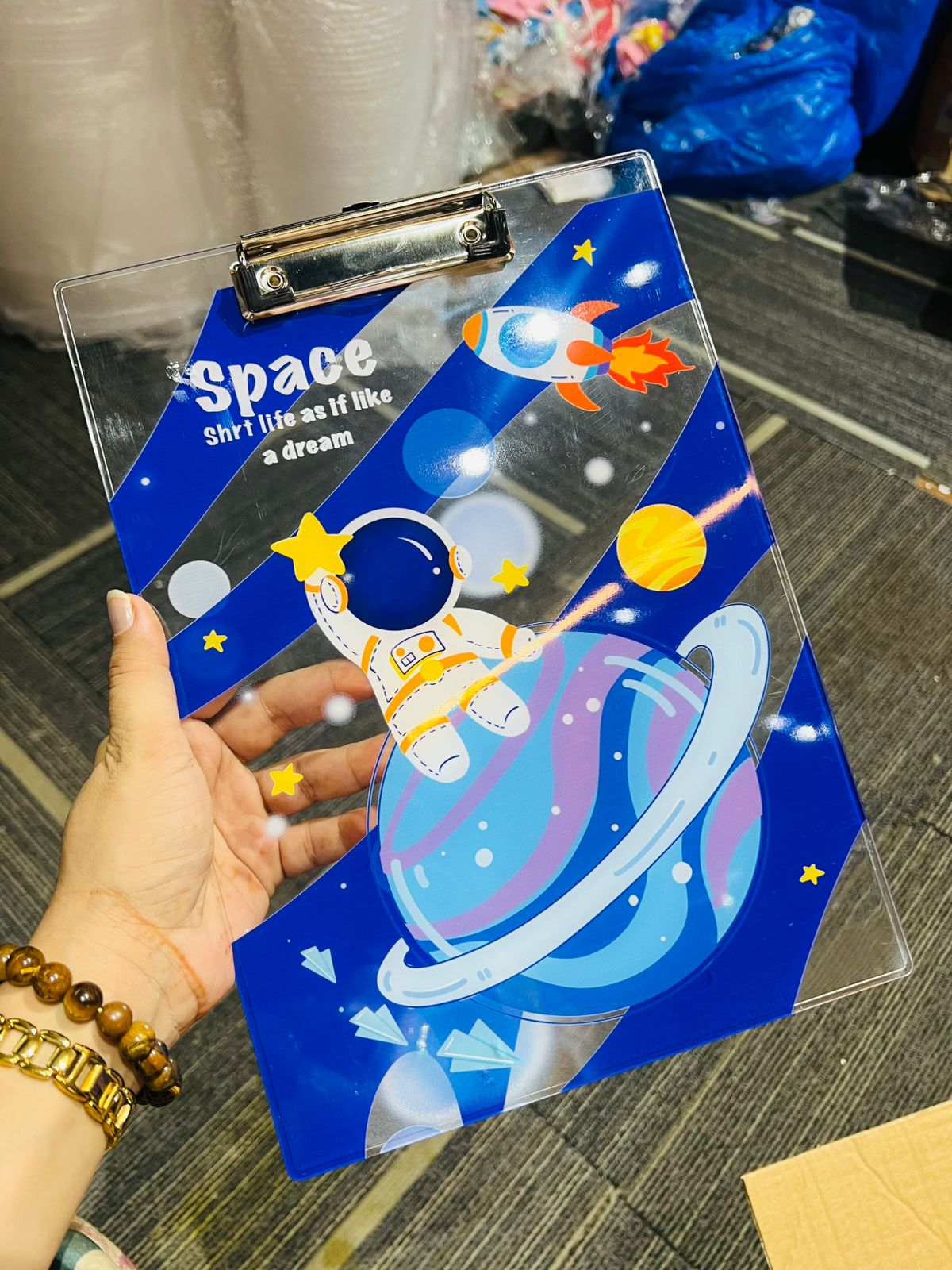 Cosmic Transparent Clipboard with Metal Clip