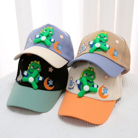 Dino-Themed Kids Caps with Spinner