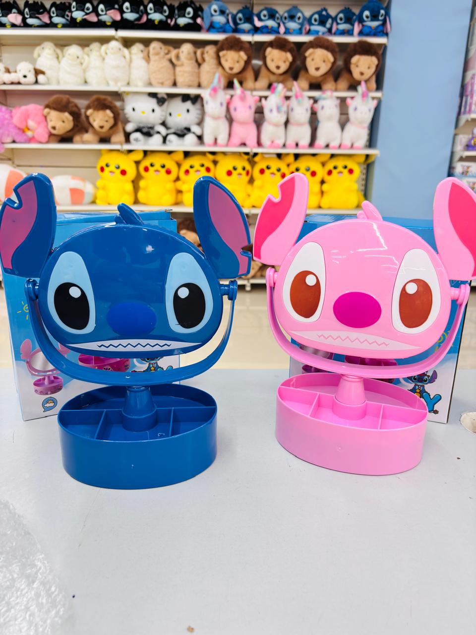 Stitch Cartoon Tabletop Mirror & Organizer