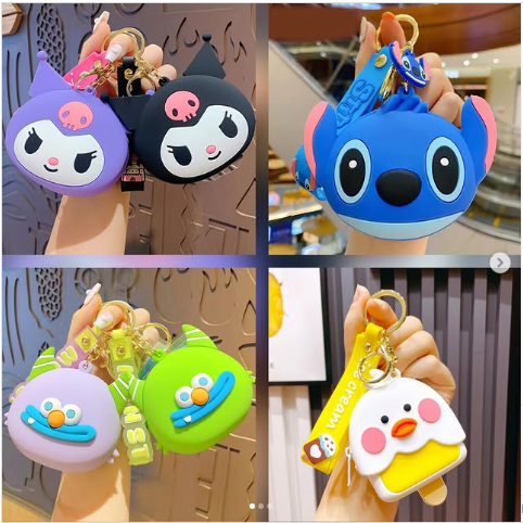 Silicone coin pouch keychain